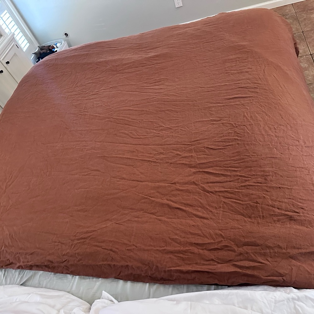 The Citizenry 100% French Linen Duvet Cover Terracotta Colored King B35 - Picture 6 of 13